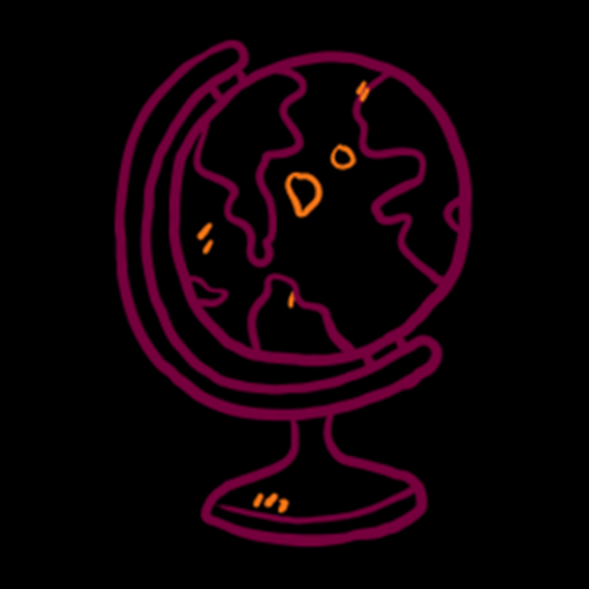 Gezeichnete Darstellung eines Globus mit angedeuteten Ländern und Linien, symbolisiert weltweite Vernetzung
